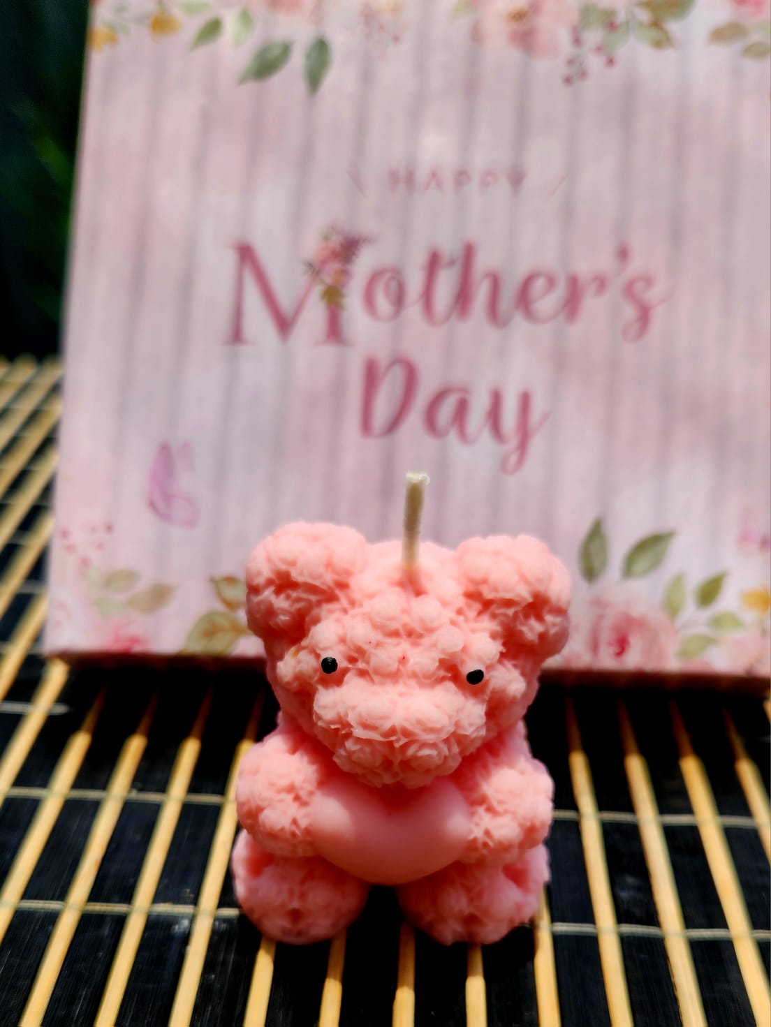 Vela osito texturizado rosa pastel